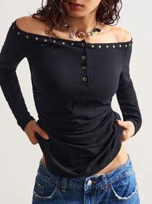 Bohemela Plain Color Off-Shoulder Long Sleeve Knit Blouse Black Off The Shoulder Top Off The Shoulder Long Sleeve Top Black Off The Shoulder Shirt Long Sleeve Black Top Off The Shoulder Top