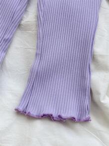 SHEIN Babygirl 可爱夏季休闲百搭针织彩色条纹短袖上衣和松紧腰裤套装