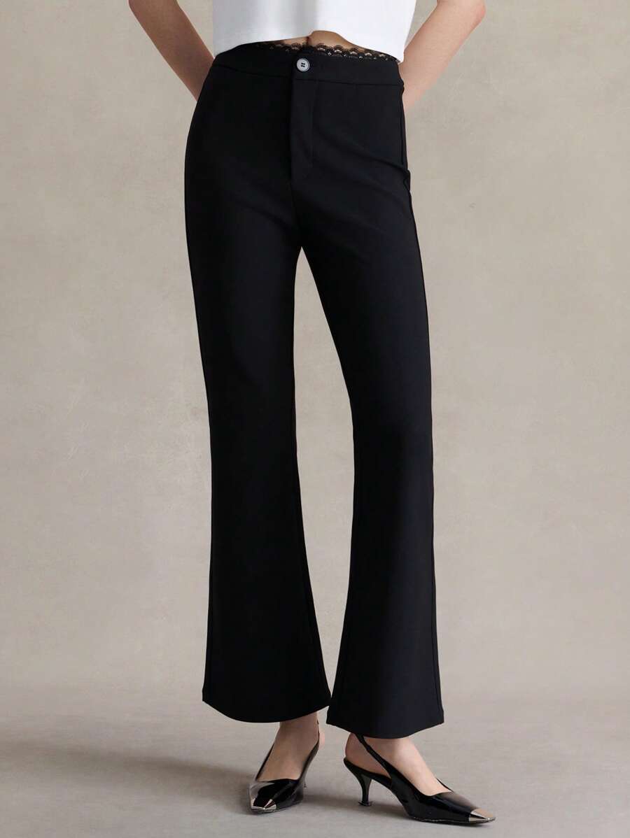 Briarwyn Women Solid Color Simple Casual Pants 4th Of July Airport Capri Pants Black Pants - Black - View 1