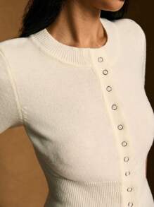 Poéselle 女士轻薄短袖休闲开衫 - 白色 - 查看 3