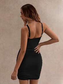 Glamine 2 Pieces Sets Sexy Black Color Asymmetrical Sleeveless Cut Out Tank Top,Women Beach Outfit ,Birthday Tank Top,Women Date Night Outfis,Basic Top,Going Out Top,Vacation Two Pieces Set - Black - View 2