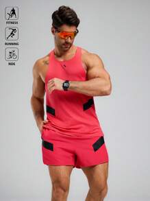 Manfinity Sport Polished 男士几何印花圆领背心和短裤两件套运动服套装