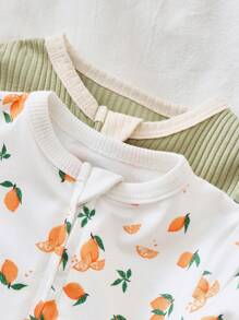 SHEIN 2 Stücke Neugeborene Baby Mädchen Lässig Strick Elastische Farbspleißen Langarm Romper Set