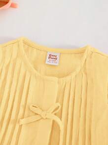 Cozy Pixies 2pcs Baby Girls Bow Decor Sleeveless Crew Neck Top And Elastic Waist Pants Set - Yellow - View 10