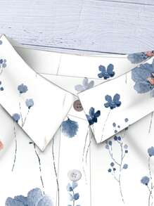 EMERY ROSE 大码休闲节日花卉泡泡袖衬衫夏季女装复活节波西米亚文艺复兴博览会婚礼宾客礼服女式母亲节简约时尚度假 - 彩色 - 查看 4