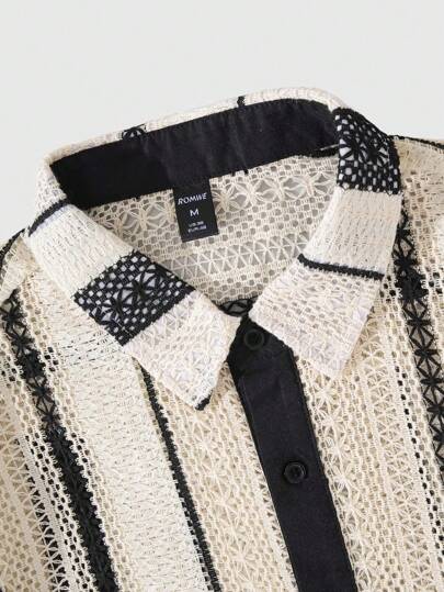 Street Life Men's Loose Knit Short Sleeve Striped Shirt