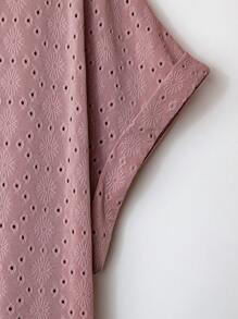 EMERY ROSE 大码女式母亲节时尚袖白色上衣母亲节 - 中紫紅色 - 查看 4