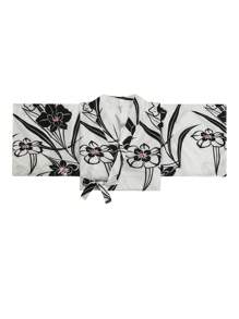 Irokai Japanese Style Printed Kimono Yukata Divided Clothing Set, Suitable For Summer Festivals Japanese Women's Traditional Floral Print Yukata Bowknot Yukata (Modified Japan Style Kimono Robe), Easy Wearing - Black and White - View 3