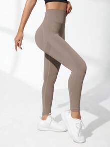 Gameset SHEIN Sport 3 件套女士纯色高腰无缝高弹力运动紧身裤塑身裤瑜伽裤 - 彩色 - 查看 5