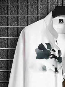 Manfinity RSRT Men's Floral Print Front Button Casual Long Sleeve Shirt, Spring/Summer Men Shirts Graphic Graphic Men Shirts Men Fashion Shirts Nice Shirts For Men Men Clothing Shirts