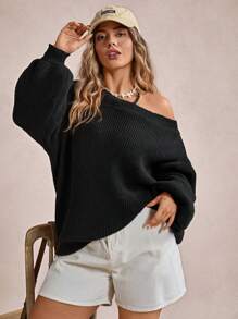 Freevana Plus Size Spring Summer Autumn Winter Bowknot Tie Design Cute Elegant Warm Comfortable Ballet Style Oversize Off-Shoulder Slimming Ladies Sweaterbusiness Casual Woman, Holiday Outfits, Country Sweater Tops
