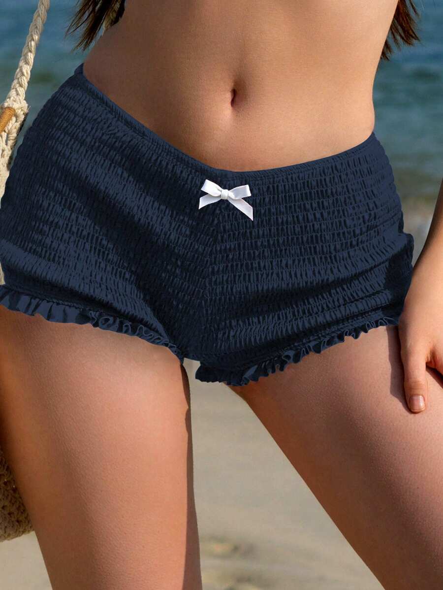 Swim Vcay Shorts de bain femme avec volants et nœud décoratif