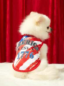 PETSIN Independence Day Vest With 1776 English Splatter Star Street Style Pattern Positioning Print - Universal For Cats And Dogs - Multicolor - View 5