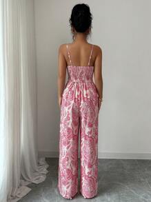 Breezaya Paisley Bohemian Print Jumpsuit - Pink - View 3