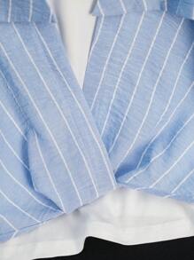 Franclia 女式条纹露肩T恤，二合一，夏季 - 彩色 - 查看 6