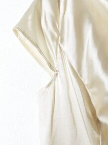 SHEIN Clasi Women Elegant Solid Color Waist-Cinched Mid-Length Dress