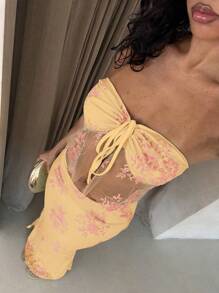 Glamine 2pcs Lace Crop Top & Mini Skirt Set, Sexy & Elegant For Daily, Holiday, Party, Spring/Summer Fall Women Clothes Back To School