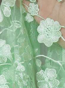 Aveloria Rosie Váy dài mùa hè cổ chữ V họa tiết hoa 3D lãng mạn kiểu Pháp cho nữ tay ngắn - màu xanh lá - Xem 7