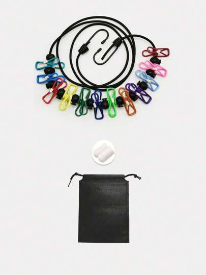 SHEIN Stendibiancheria retrattile portatile da viaggio con 12 mollette, corda per asciugare il bucato per lavanderia interna, accessori da campeggio esterno, mollette elastiche e posizionabili creativo stile coreano con 12 mollette