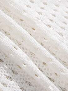 Franclia 女士新款浪漫法式镂空白色简约别致针织毛衣针织套头衫秋冬 - 白色 - 查看 3