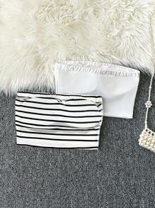 Trelyra 2件夏季休闲短款修身吊带背心 - 彩色 - 查看 2