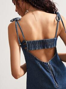 Bohemela 女式休闲纯色牛仔吊带迷你连衣裙