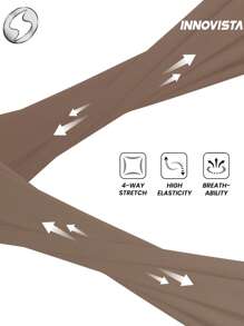 Innovista 金属闪光健身运动紧身裤高腰 V 腰提臀日常运动休闲瑜伽 HIIT 训练办公室健身房高弹力紧身裤运动裤舒适运动功能网眼面板透气镂空深蹲防走光裤 - 卡其色 - 查看 6