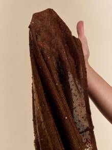 SHEIN BAE Đầm ôm body lưới đan móc họa tiết sao biển màu nâu/cà phê trơn cho nữ, Đầm đi biển nghỉ dưỡng, Đầm đan móc, Đầm mùa hè - màu nâu - Xem 7