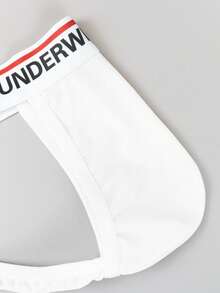 SHEIN Men's Letter Print Sexy Thong Underwear, Suitable For Dating Breathable