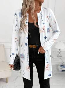 SHEIN Clasi Áo khoác cardigan cổ tròn họa tiết hoa thu đông mới cho nữ, thích hợp để đi làm, mặc hàng ngày, mặc ngoài đa năng - Nhiều màu - Xem 2