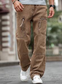 Manfinity Homme 男士纯色口袋休闲百搭街头风格牛仔裤