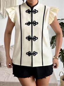 Elenzga Camicetta elegante da donna taglia comoda, con colletto a fiocco, texture intrecciata e righe a contrasto, romantica ed elegante