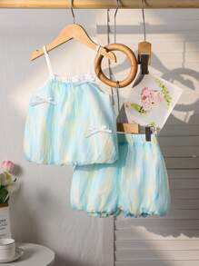 Young Girl's Tie Dye Camisole Top And Shorts Set, Summer - Multicolor - View 1