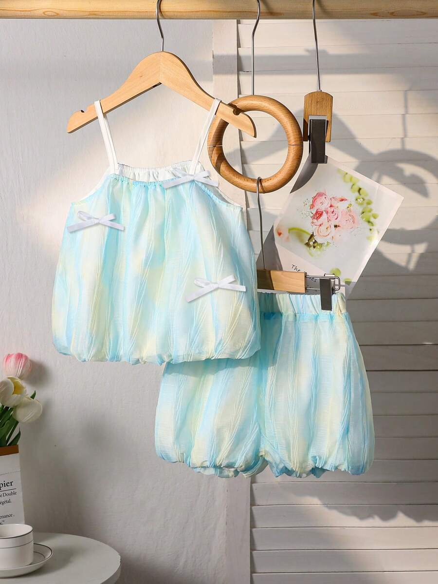 Young Girl's Tie Dye Camisole Top And Shorts Set, Summer - Multicolor - View 1