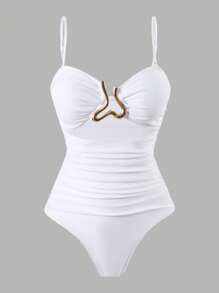 Swim Oasis Women 2025 New Solid Color Strapless Hollow Out Swimsuit With Mesh Maxi Skirt, Beach Resort Summer Casual Set - White - View 3