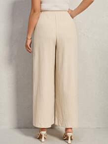 SHEIN LUNE 2 piezas Pantalones casuales de talla grande de unicolor