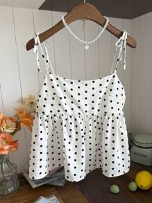 Comfortcana 女士白色编织圆点吊带背心 - 白色 - 查看 7