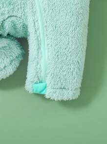 SHEIN 新生婴儿可爱怪兽角毛绒服装，柔软温暖的蓬松材质，适合 0-9 个月婴儿，日常穿着、派对、生日、拍照