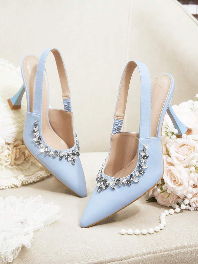 CUCCOO HITCHD Fashionable Elegant Women Silver Sparkly Rhinestone Pointed Toe High Heel Shoes, Suitable For Weddings, Bridesmaids, Parties, Banquets, Dates, Holidays, Christmas, New Year, Valentine's Day Elegant Shoes Wedding Shoes Summer Shoes Bride Shoes