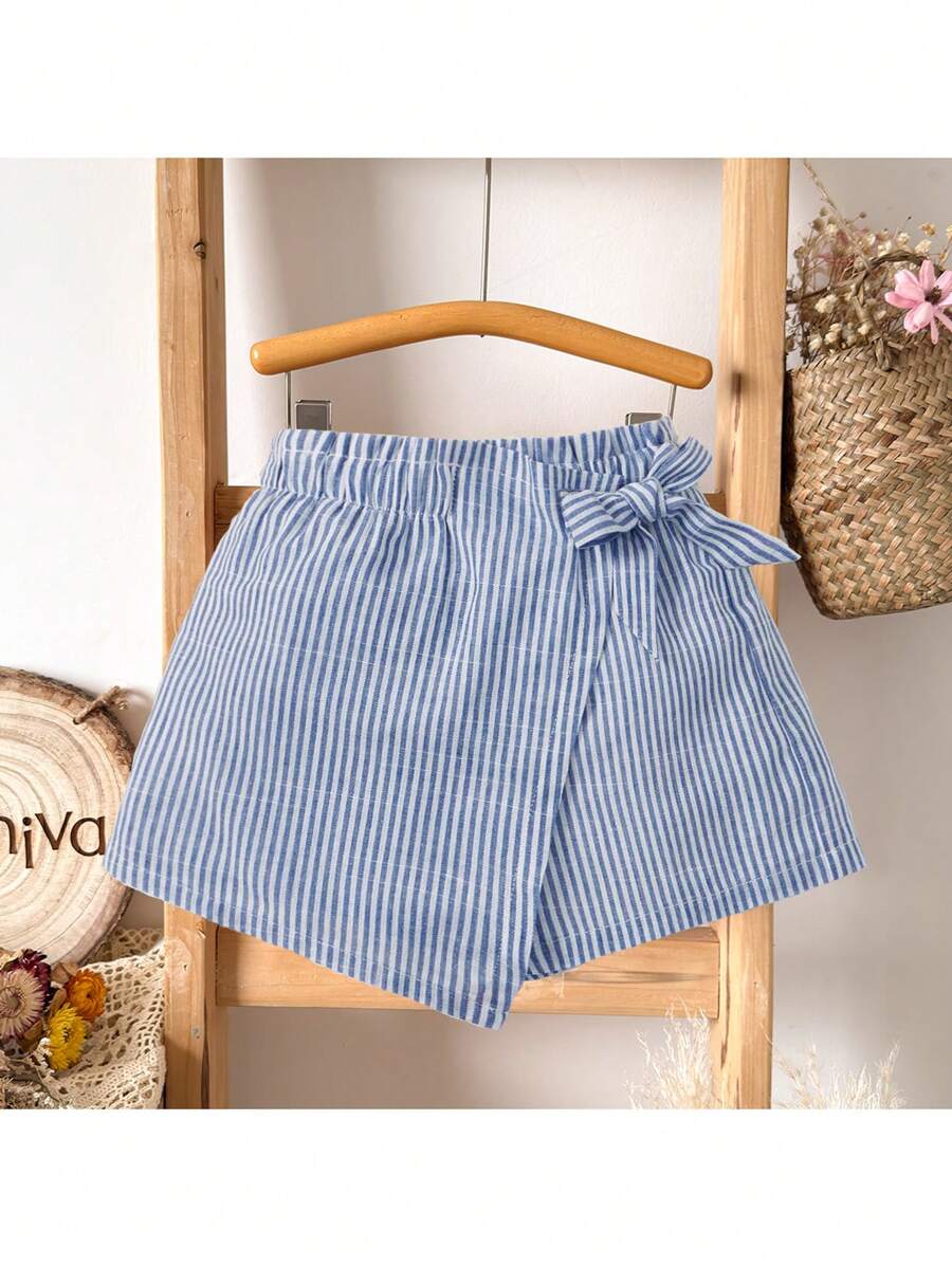 Loomiva Quần short bé gái quần short bé gái quần short cho bé gái quần short cho bé gái - Xanh và trắng - Xem 1