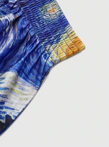 ROMWE MEN Street Life 男式松紧腰宽松绘画印花拳击短裤