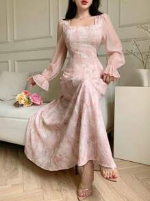 Modelyn Váy dài thêu lãng mạn thời trang 2025 - Hồng - Xem 3