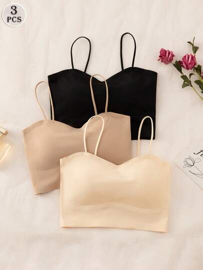 3pcs/Set Seamless Padded Bras With Wireless Bra