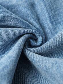 Manfinity Homme Men's Letter Print Distressed Casual Versatile Denim Bib Overalls Hang Out Street Work Urban