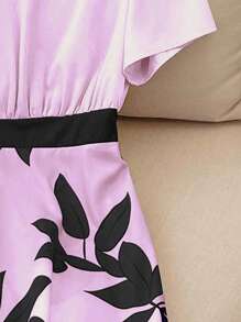 Franclia 夏季时尚别致法式印花拼布连衣裙 - 紫色 - 查看 4