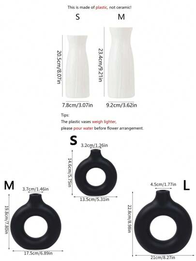 1pc Plastic Indestructible Vase Creative Weddings, Parties, Festivals, Home Donut Vases, Flower Arrangements, Centerpieces, Dining Tafel ations, Hotels, Restaurants, Parties view 3