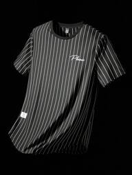 NEON BLANC Men's Striped & Letter Graphic Patch Detail Tee, Summer, Streetwear Style