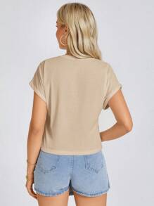 EMERY ROSE Solid Batwing Sleeve Tee - Mocha Brown - View 2