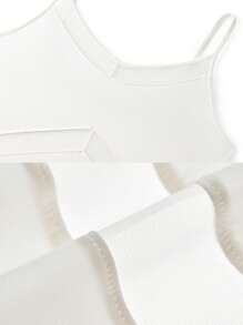 LUVLETTE Sexy White Soft Breathable Mesh V-Neck Breathable Mesh Detail Camisole Airy Nightdress Lingerie As Outerwear Slip Dress Babydoll Bridal Intimates& Pyjamadressing - White - View 3