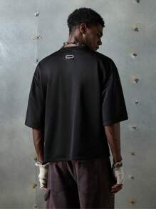 NEON BLANC 男士街头时尚水钻黑色针织T恤，适合夏季